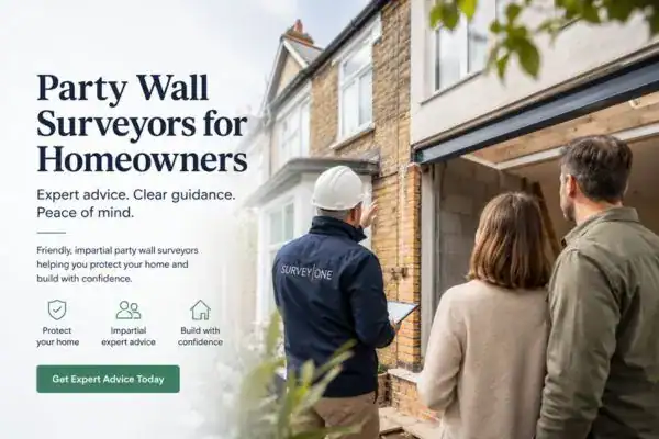 Image of couple with Party wall survey from Survey One Chippenham